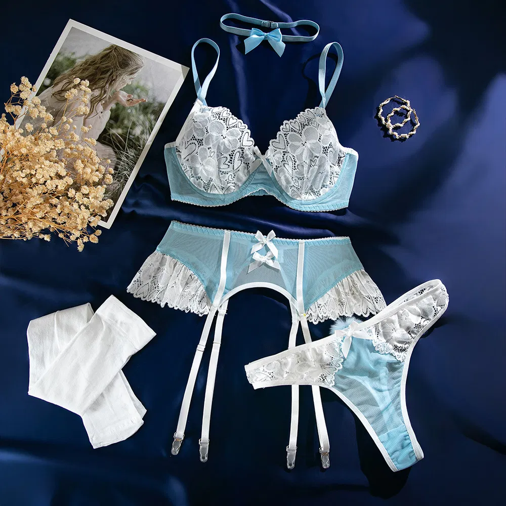Sexy Ultra-Thin See-Through Underwear Set Wholesale Contrast Color Woman Lingerie