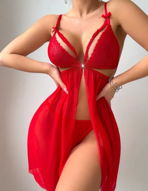 Wholesale Seductive Woman Bra Set Sexy Suspender Mesh See-Through Hollow out Lingerie