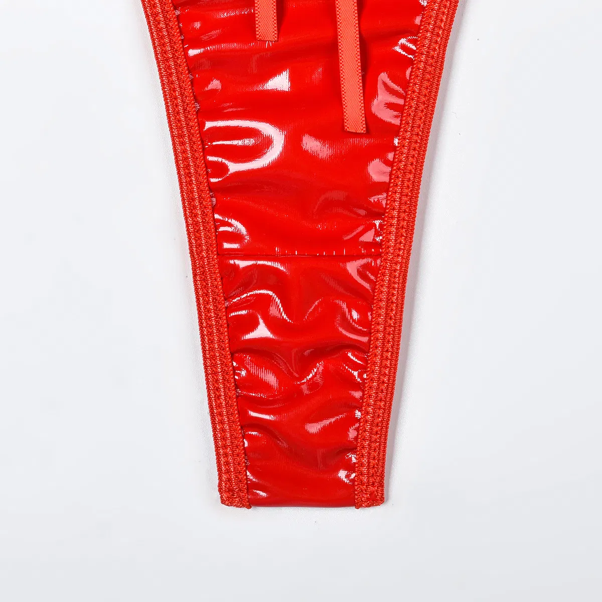 Wholesale Cross Strap One-Piece Underwear Set for Women Sexy Hollow out PU Lingerie