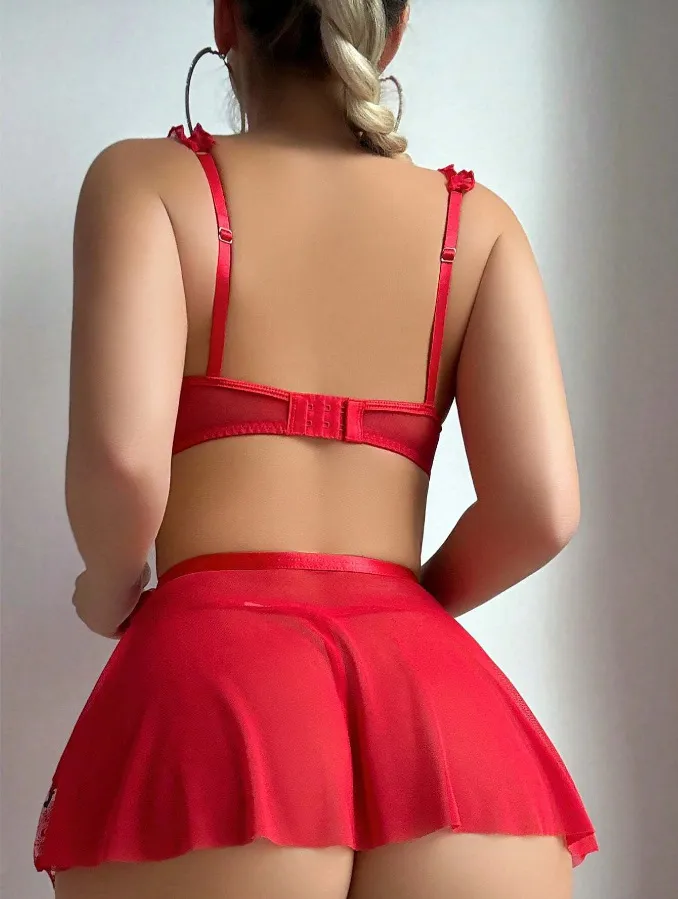 Sexy Embroidery Underwear Set for Woman Wholesale Perspective Mesh Lingerie
