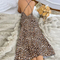 Sexy V-Neck Leopard Print Cross Strap Dresses Nightdress Wholesale Long Sleepwear Nightwear
