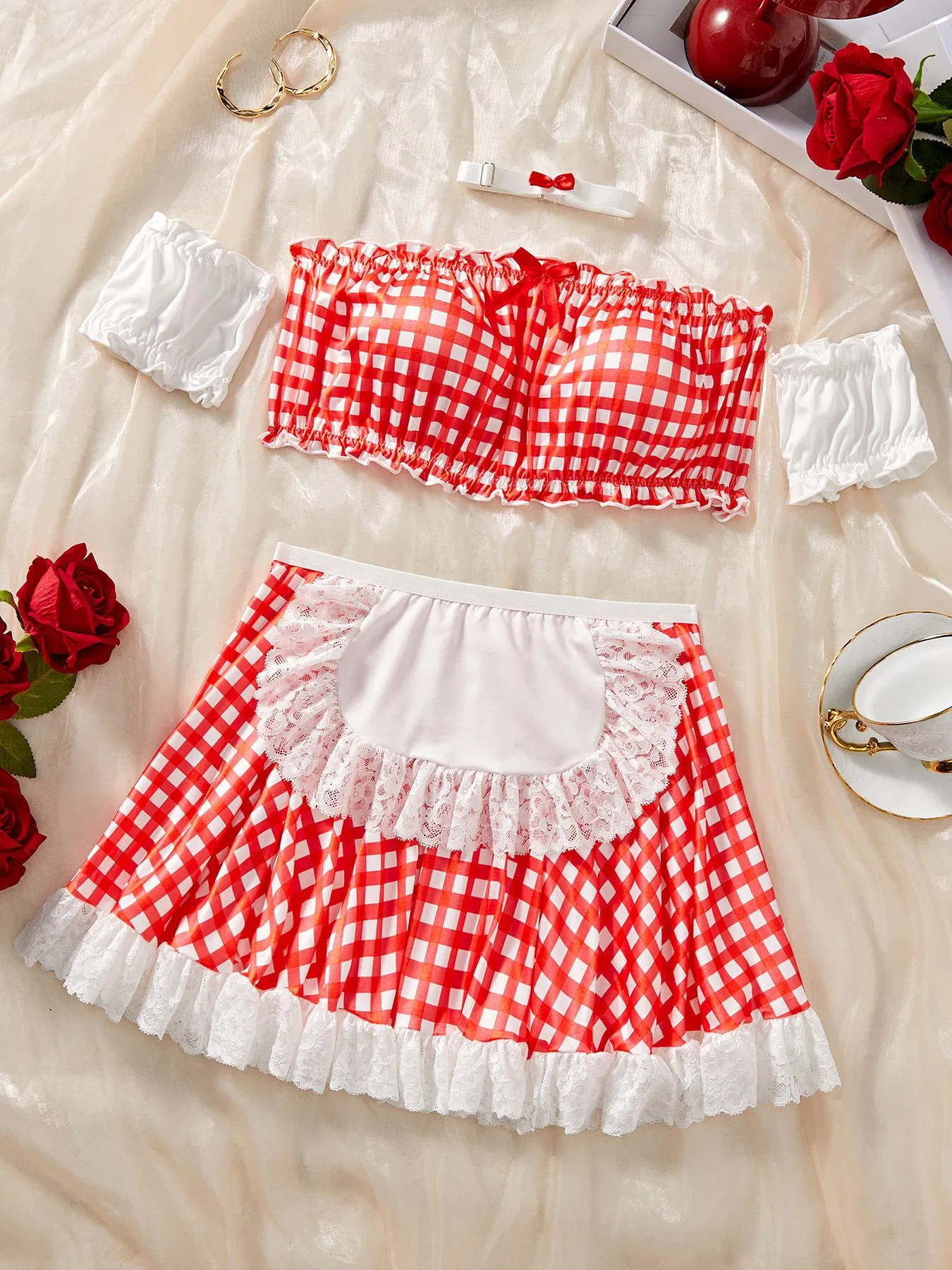 Sexy Maid See-Through Bra Set Wholesale Thin Short Skirt Woman Lingerie