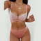 Wholesale French Style Embroidery Lace Trim Sexy Breathable Gathered Backless Ultra-Thin for Women Bra Set Underwear Lingerie