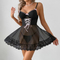 Sexy Bow Mesh See-Through Dress Underwear Set Hot Women Two-Piece Lingerie