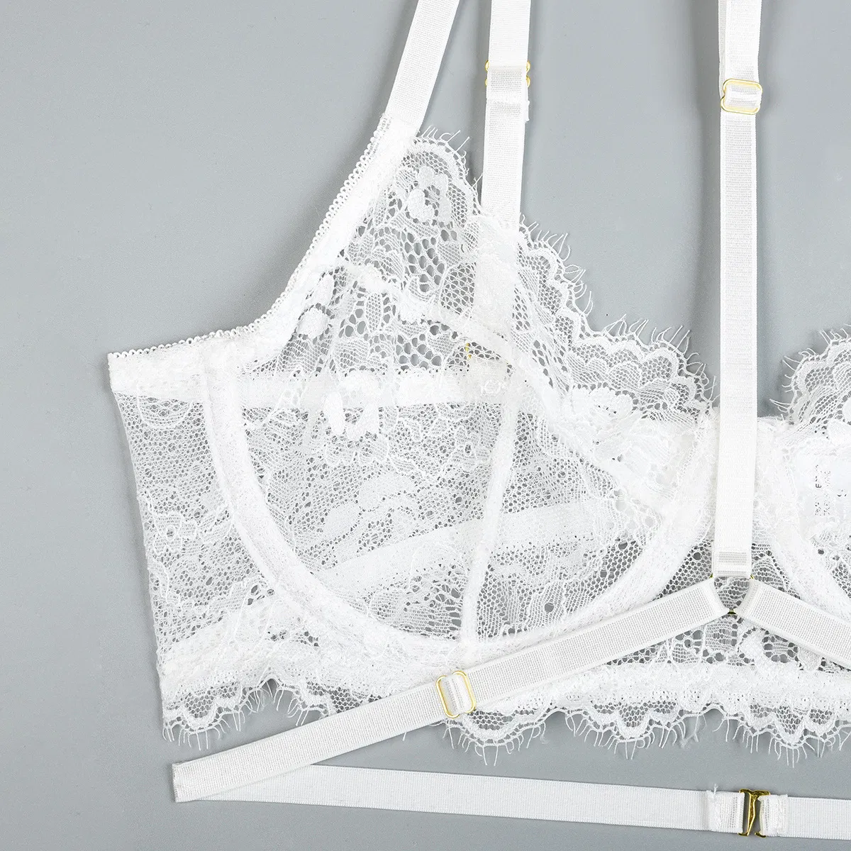 Wholesale Transparent Ultra Thin Bra Set Sexy Embroidery Lace Women Lingerie