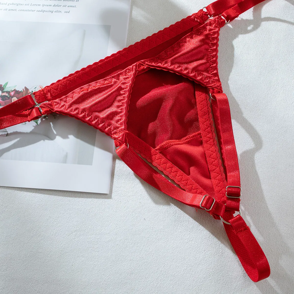 Sexy Satin See-Through Mesh Mini Skirt Bra Set Hot Selling Elegant Solid Color Woman Lingerie