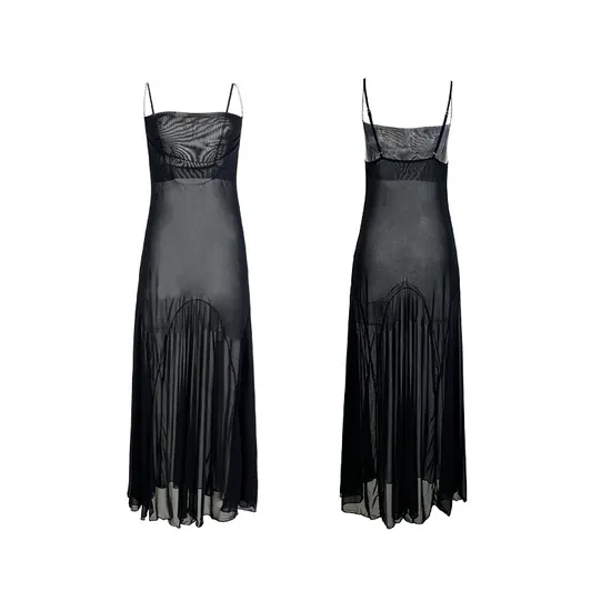 Wholesale Solid Color Transparent Nightgown Sleepwear Dresses Sexy Transparent Mesh Nightwear