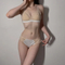 French Triangular Cup Breathable Deep V Ultra-Thin Embroidery Lace for Women Soft Sexy Halter Neck Bra Set Underwear Lingerie