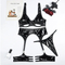 Hot-Selling Erotic Garter Belt Woman Bra Set Sexy Hollow out See-Through PU Lingerie
