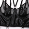 Sexy PU Leather Perspective Plus Size Bra Set New Fishnet Net Woman Lingerie
