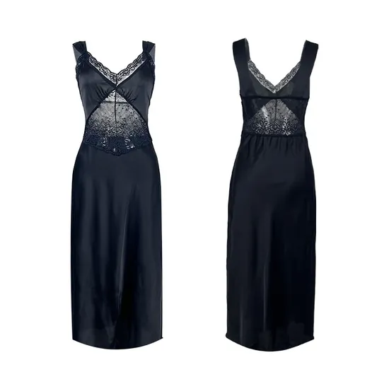 Sexy See Through Mesh Dress Sleepwear Hot Selling Embroidered Lace Suspender Woman Nightwear