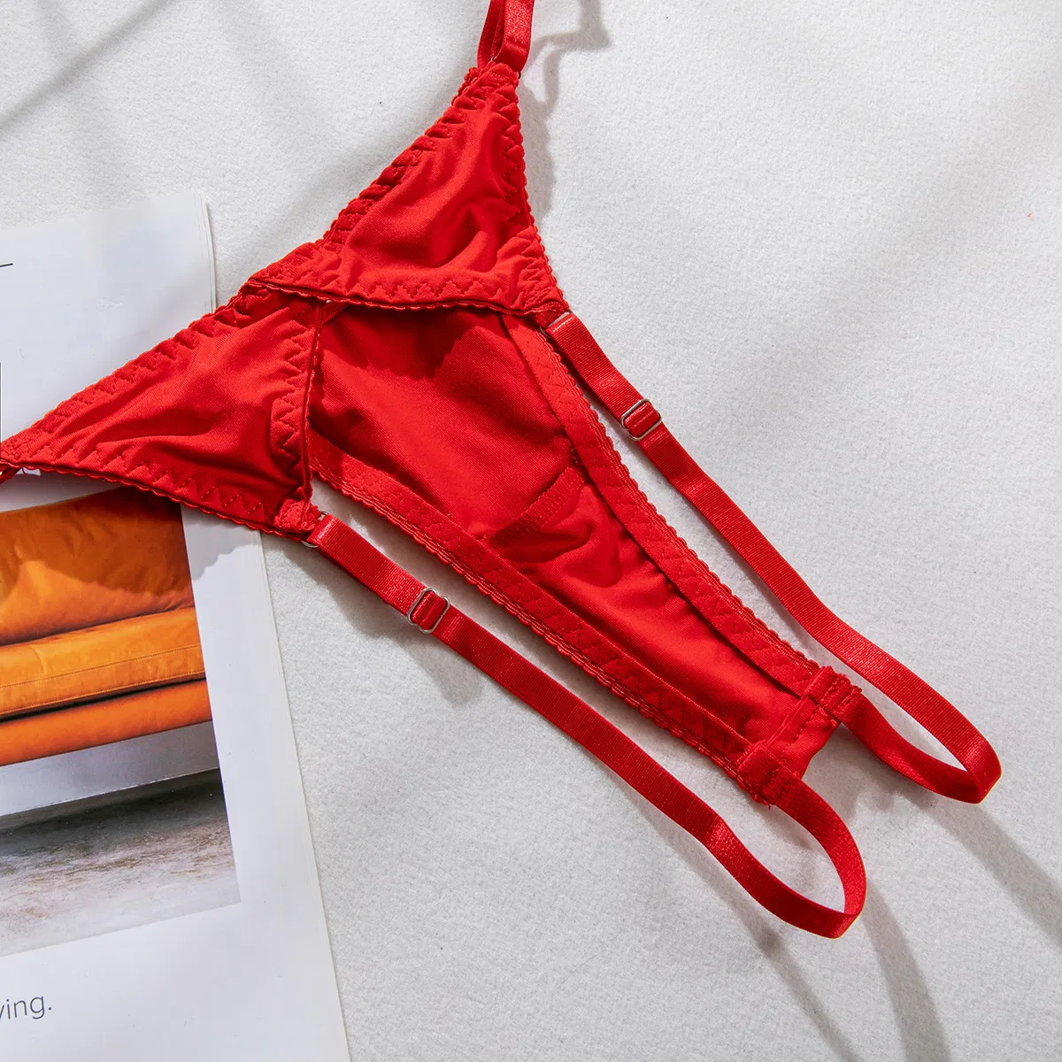 Hot Sale Erotic Hollow out Open Cup Bra Set Sexy Halter Solid Color Woman Lingerie