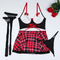 Wholesale Uniform Bow Woman Bra Set with Stocking Sexy Red Miniskirt Lingerie