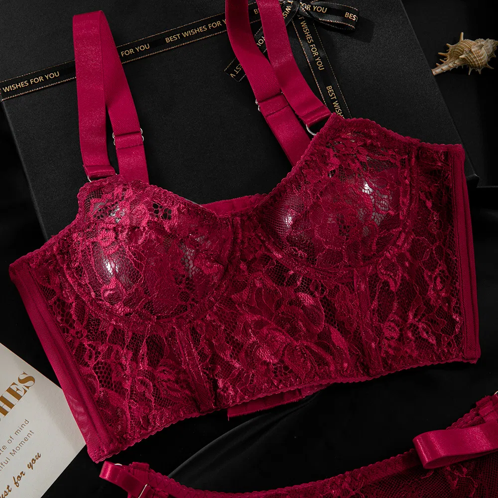 Wholesale Embroidered Underwear Set for Woman Sexy See-Through Hollow out Lingerie