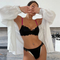 New Style French Seduction for Women Gathered Bra Set Lace Trim Breathable Sexy Lingerie
