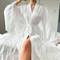 Wholesale Satin Lace Long Sleeved Women's Sleepwear Sexy High Quality Soft and Silky Robe