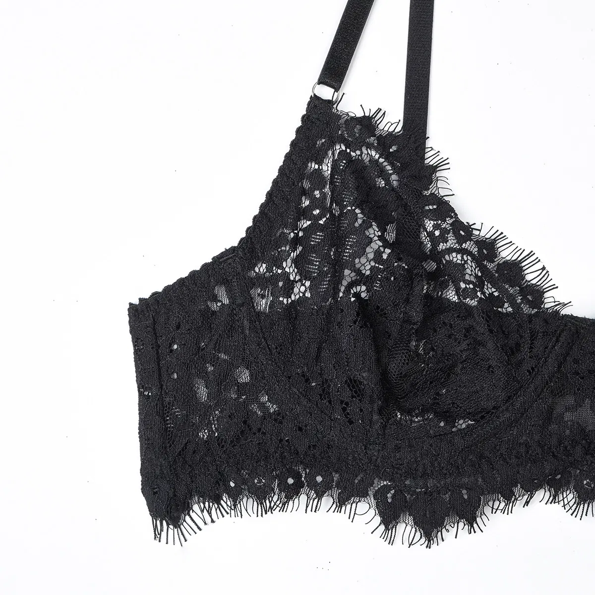 Sexy Transparent Lace Eyelash Woman Underwear Set Wholesale Embroidery Complex Lingerie