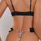 Wholesale Satin Bow Decoration Underwear Set Sexy Bow-Tie Pearl Crotch Woman Lingerie