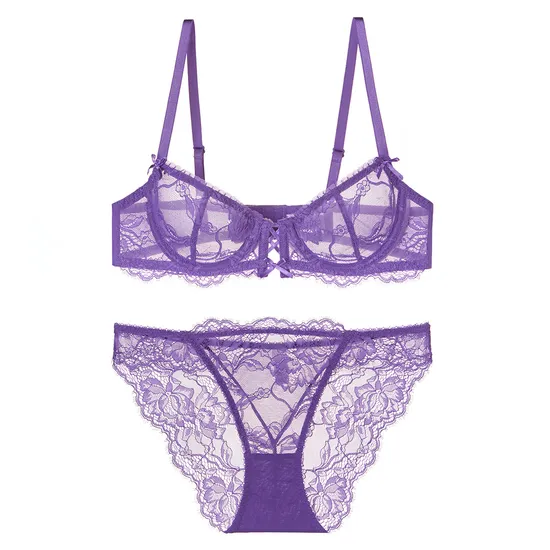 Sexy Ultra-Thin Temptation Underwear Bra Set Lingerie for Women French Lace Lingerie