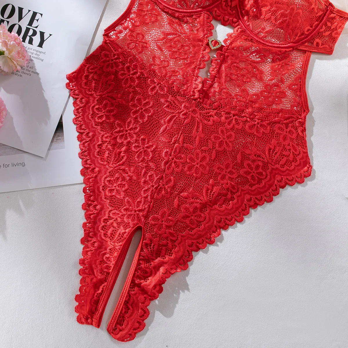 Wholesale Hollow out Underwear Set with Skirt Sexy Transparent Mesh Lingerie