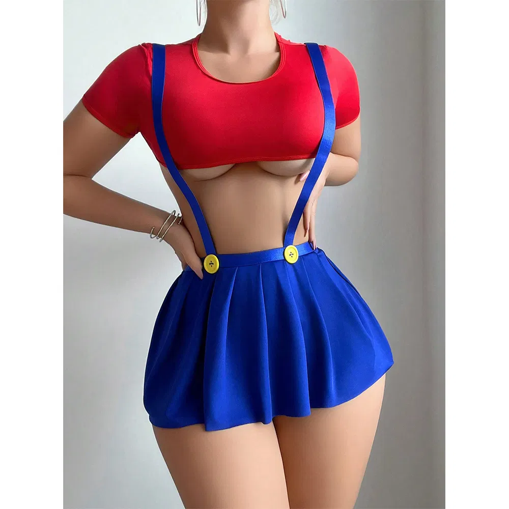 Wholesale Erotic Crop Top and Skirt Uniform Underwear Set for Woman Sexy Women's Lingerie