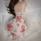 New Design See-Through Deep V Mesh Lace Nightwear Dress Sexy Suspender Woman Long Sleepwear