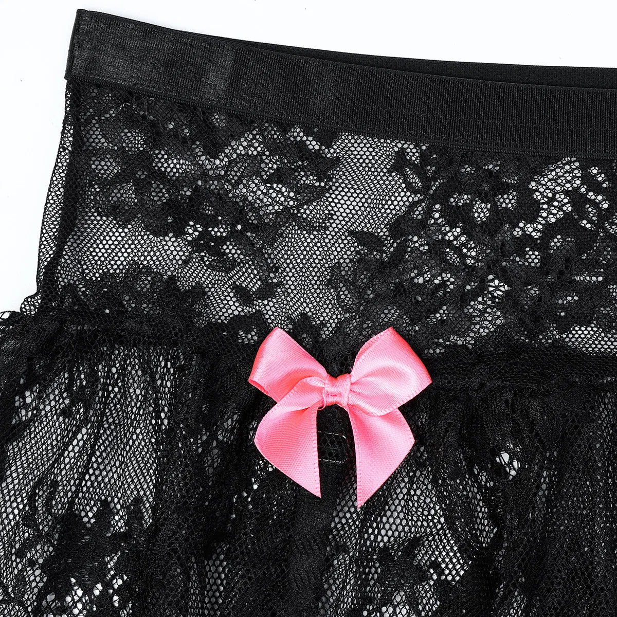 New Fashion Ultra-Thin Woman Underwear Set with Stocking Sexy Bow Mesh Skirt Lingerie