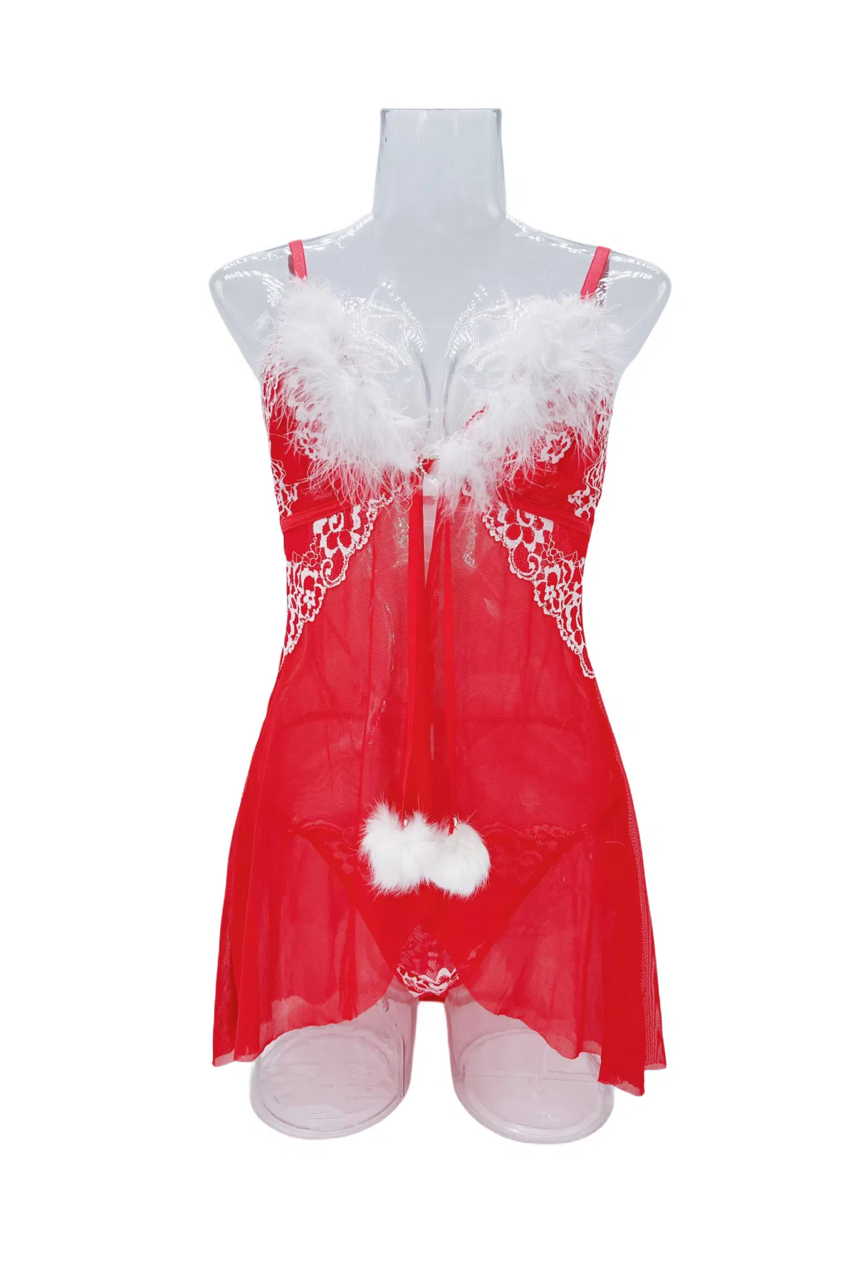 Sexy Woman's Embroidered Underwear Set Wholesale Christmas See-Through Mesh Lingerie
