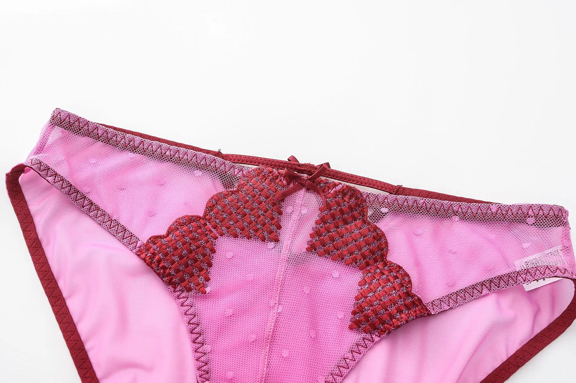 New French Mesh Embroidered Ultra-Thin Gathering Bra Set High Split Halte Underwear Sexy Lingerie