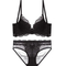 2025 New French Wholesale Embroidery Lace Trim Sexy Breathable Bra Ultra-Thin Halter Neck Set Underwear Lingerie