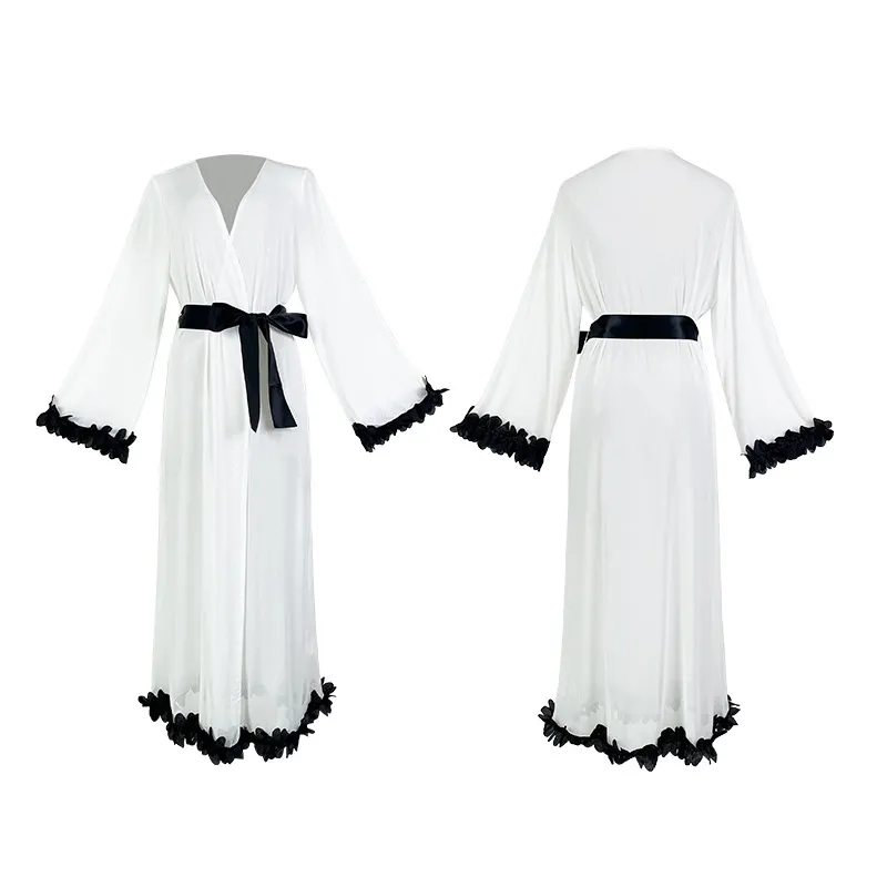 Sexy See-Through Mesh Comfortable Woman Sleepwear New Fashion Solid Color Robe