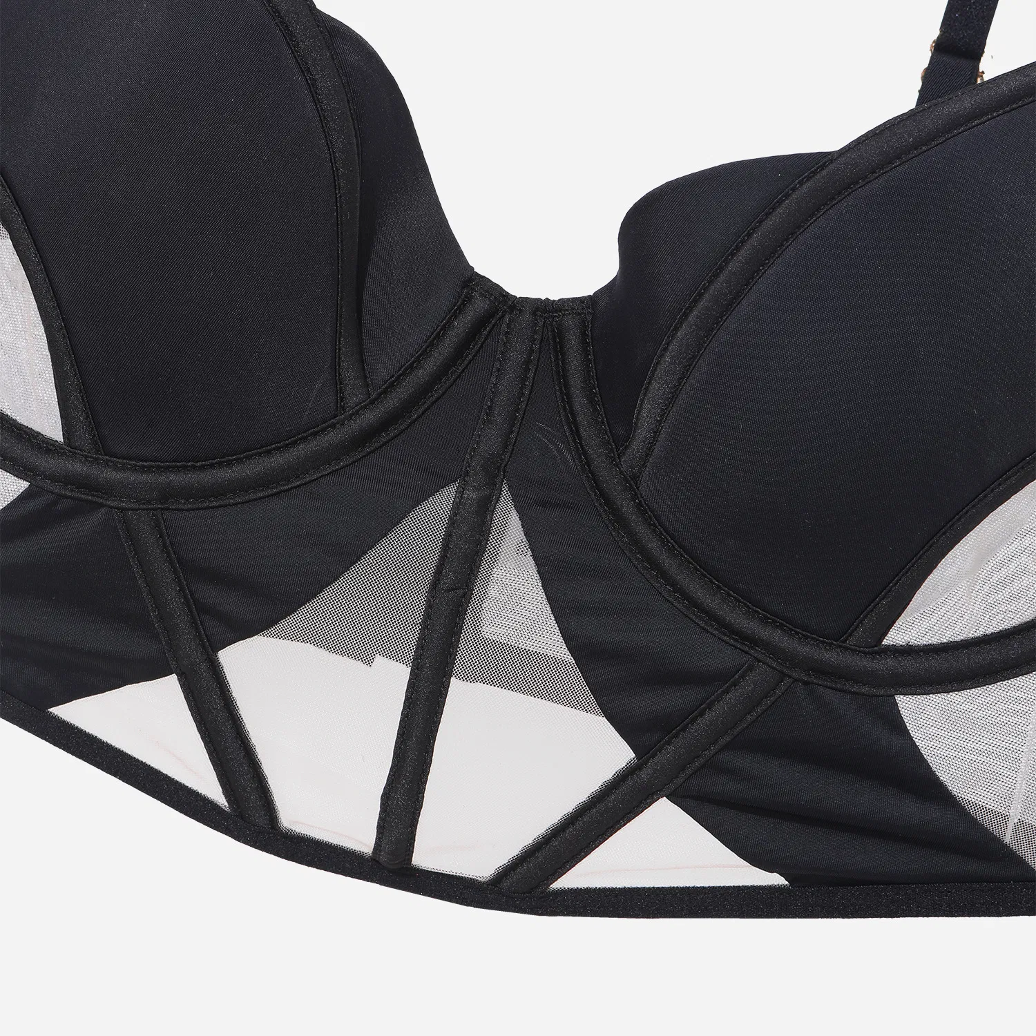 2025 French Smooth Mesh Fishbone Gathering Breathable for Women Soft Bra Breathable Ultra-Thin Set Sexy Underwear Lingerie