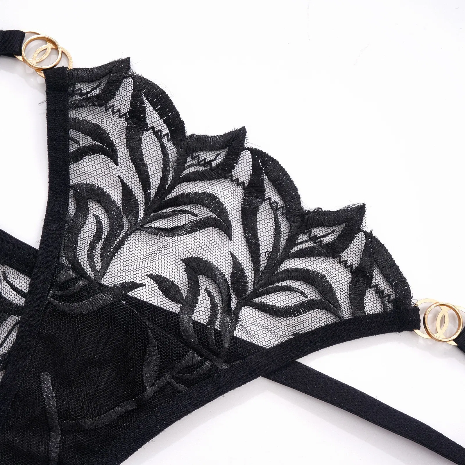 2025 French Embroidery Lace Trim Sexy Breathable Gathering for Women Soft Bra Breathable Ultra-Thin Set Sexy Underwear Lingerie