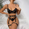 Wholesale Erotic Garters Belt Underwear Set for Women Hot Patchwork Bondage Mesh Lingerie