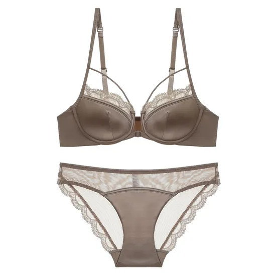 Wholesale Transparent Seduction Front Button for Women Soft Bra U-Shaped Breathable Ultra-Thin Set Sexy Underwear Lingerie