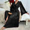New Fashion V-Neck Long Sleeved Nightgown Sexy High Quality Solid Color Glitter Women's Robe