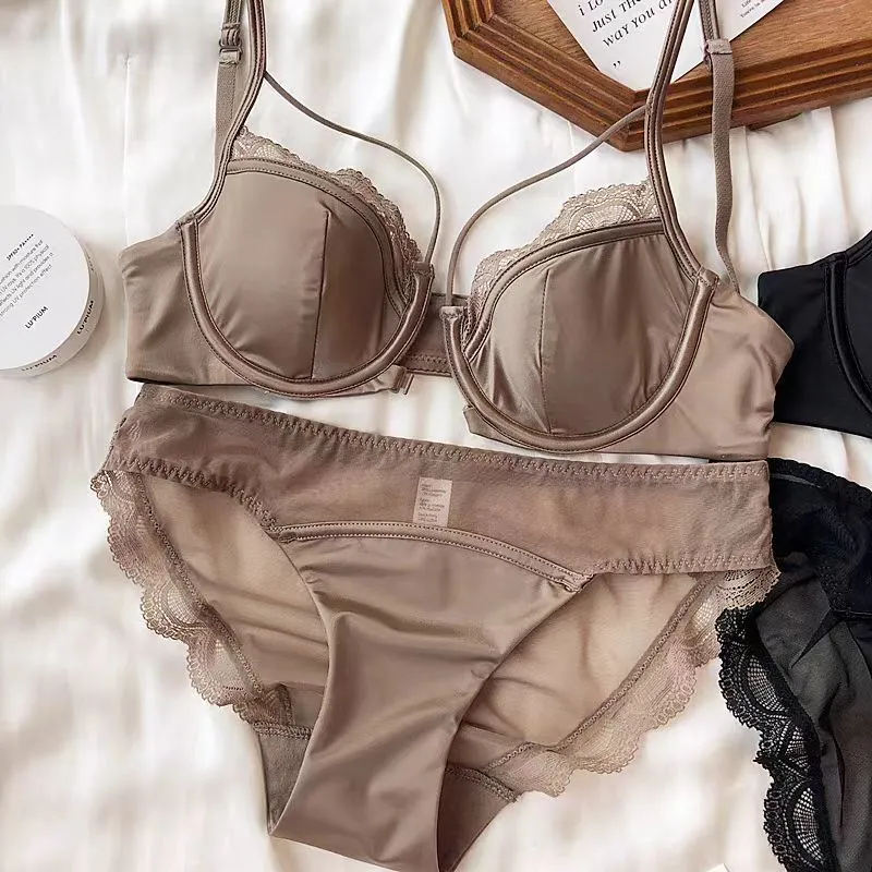 Wholesale Transparent Seduction Front Button for Women Soft Bra U-Shaped Breathable Ultra-Thin Set Sexy Underwear Lingerie