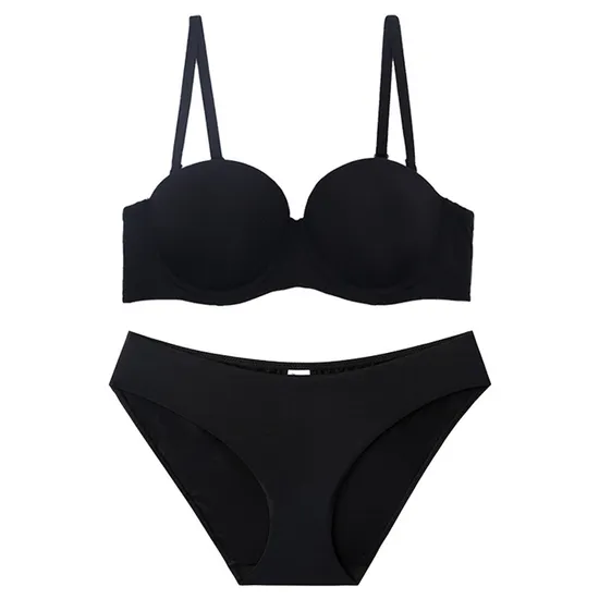 Wholesale Smooth Strapless Seamless Gathering Breathable for Women Soft Bra Breathable Ultra-Thin Set Sexy Underwear Lingerie
