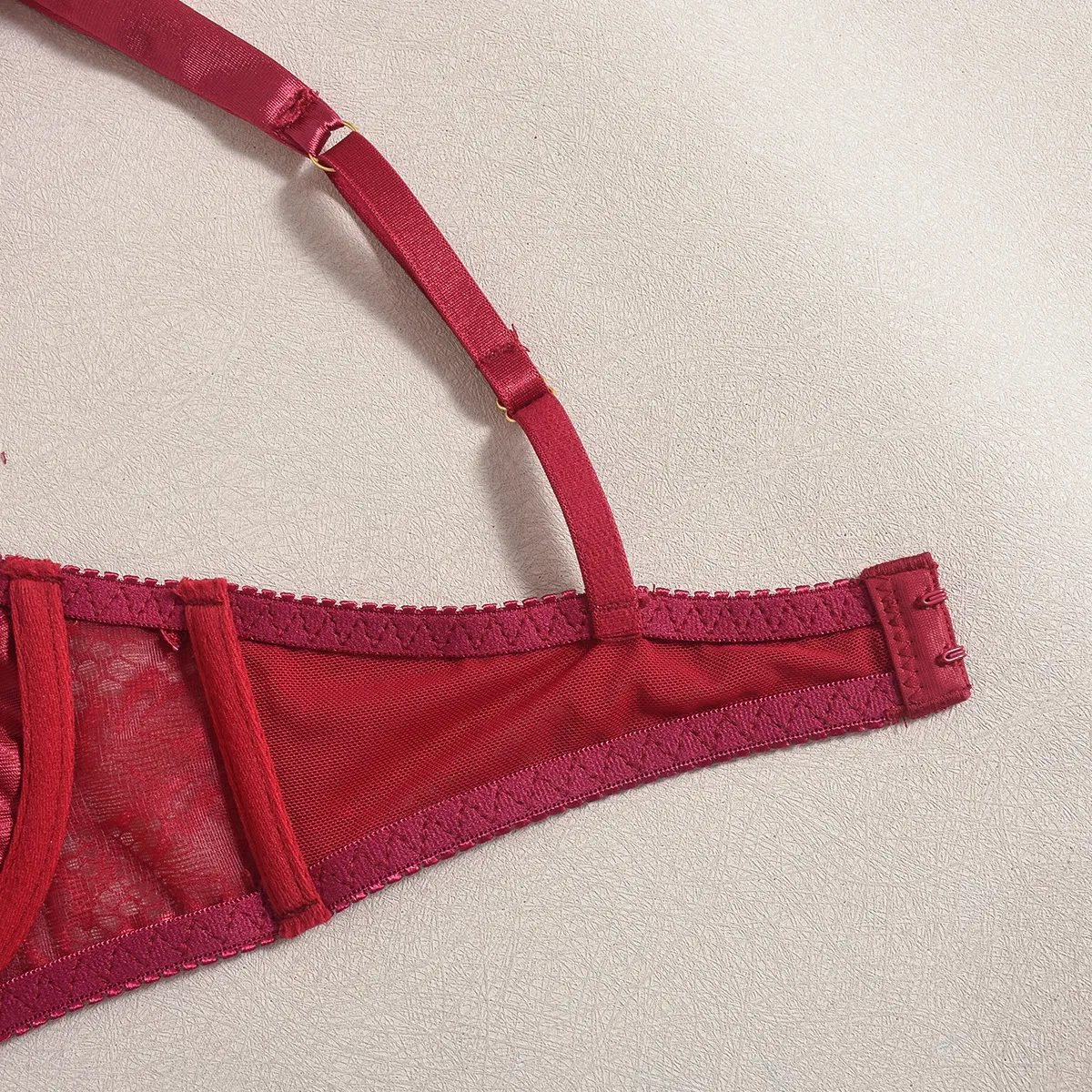 Wholesale Satin See-Through Underwear Set for Woman Sexy Embroidered Lace Lingerie