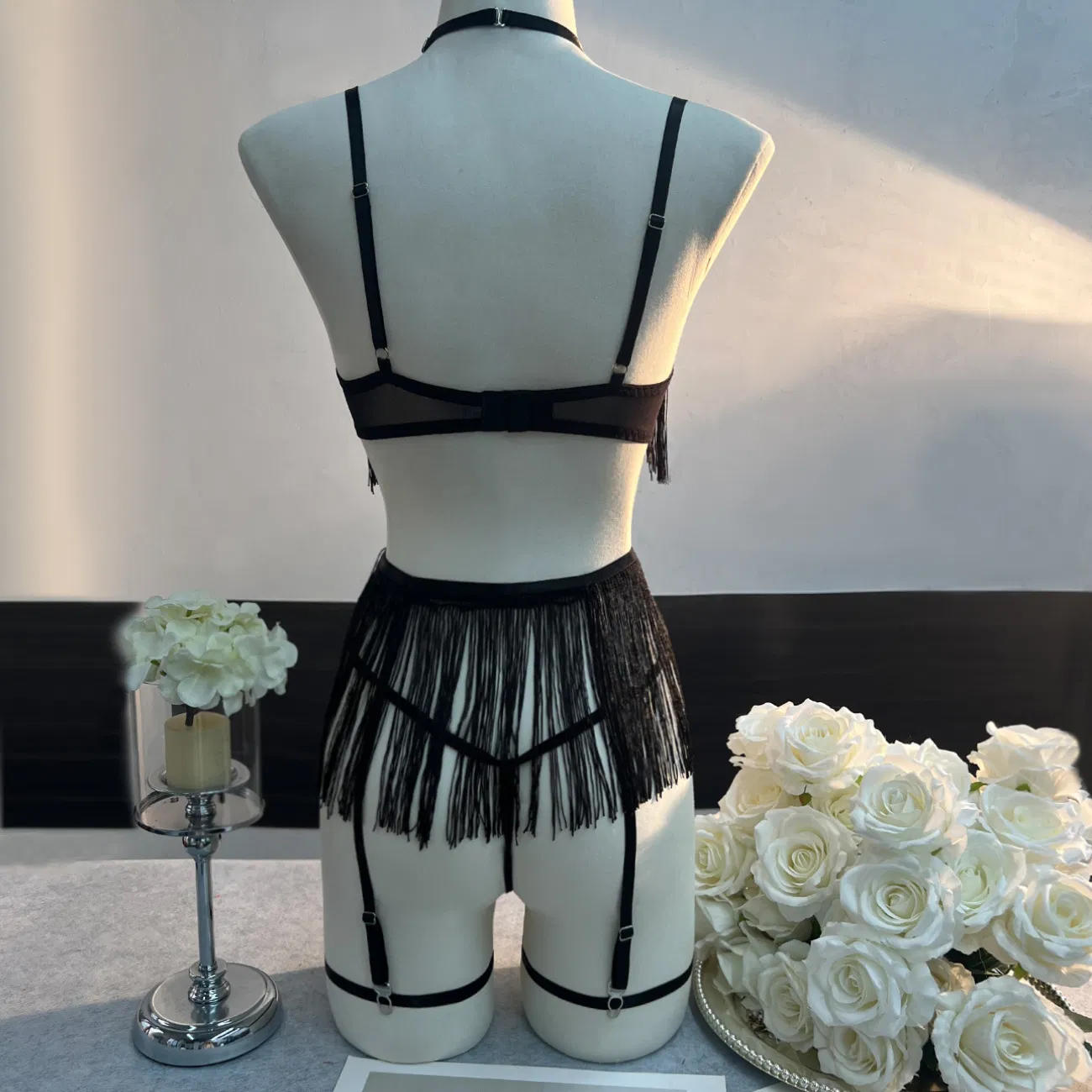 Sexy Transparent Long Tassel Underwear Set for Woman Wholesale Hollow out Lingerie