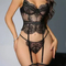 Wholesale Fishbone Eyelash Lace Underwear Set for Woman Sexy Transparent Lingerie
