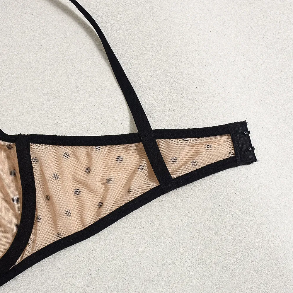 Wholesale Polka DOT Underwear Set for Woman Sexy See-Through Mesh Lingerie