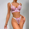 Wholesale Flower Embroidered Bra Set Sexy Perspective Thin Woman Lingerie