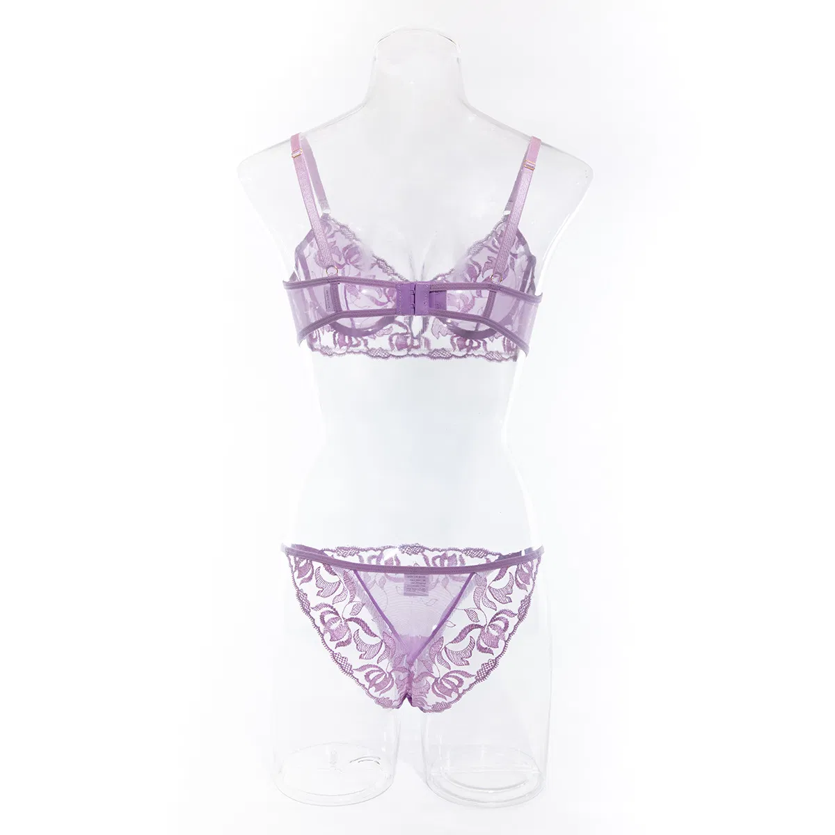 Woman See-Through Deep V Bra and Panty Set Sexy Erotic Embroidery Lingerie