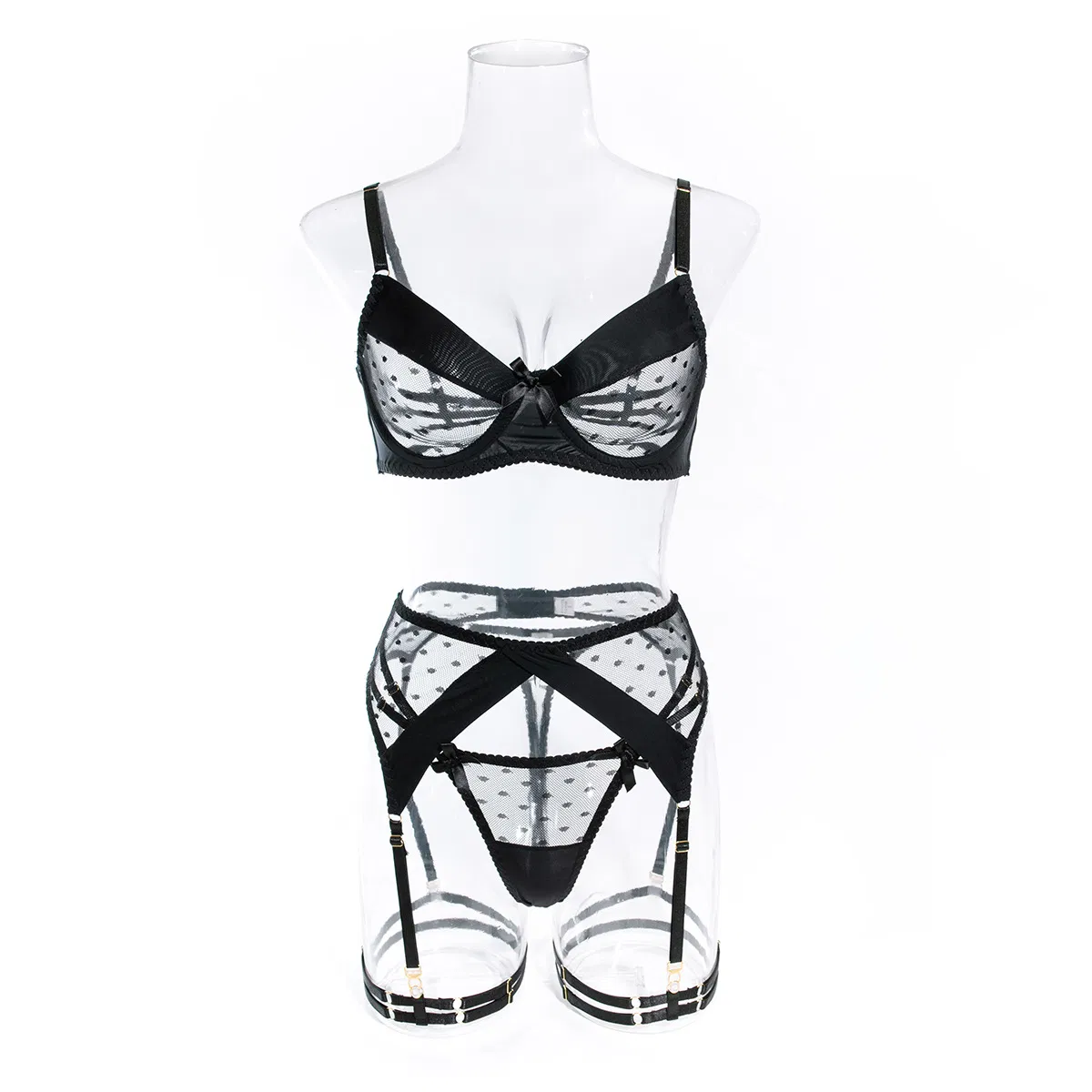 Wholesale Sexy Polka DOT Underwear Set Hot Selling Luxury Transparent Mesh Woman Lingerie