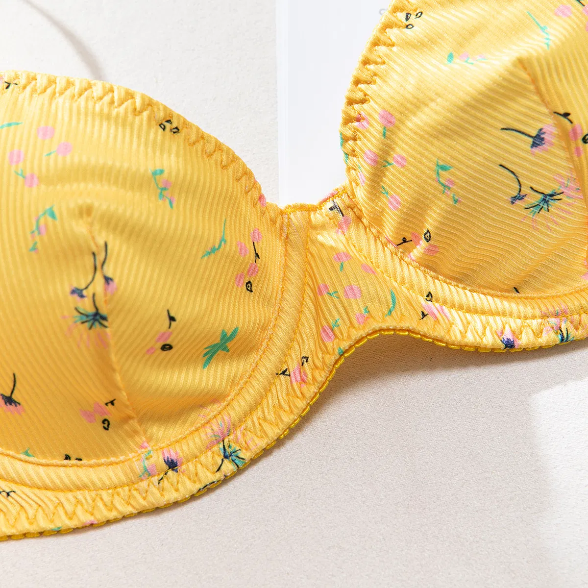 Sexy Flower Print Women's Underwear Set for Summer Wholesale Erotic 2PCS Lingerie