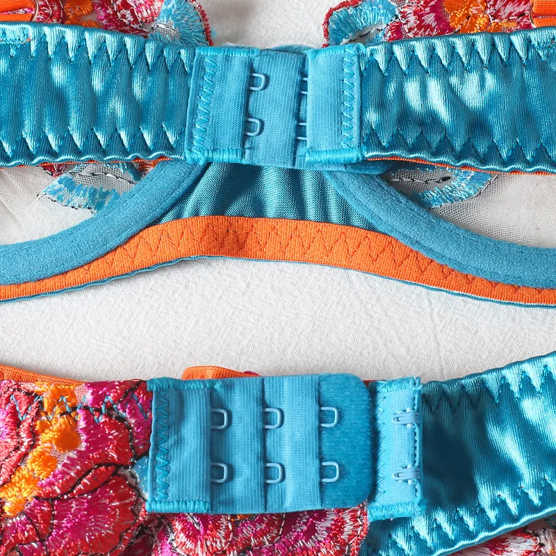 Woman Sexy High Quality Floral Embroidered Underwear Set Hot Transparent Lingerie