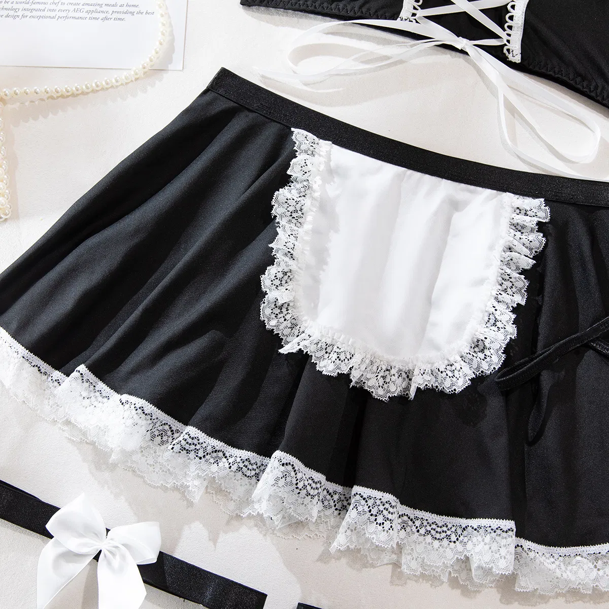 Sexy Cross Strap Dress Underwear Set Wholesale Temptation Maid Four Piece Lingerie