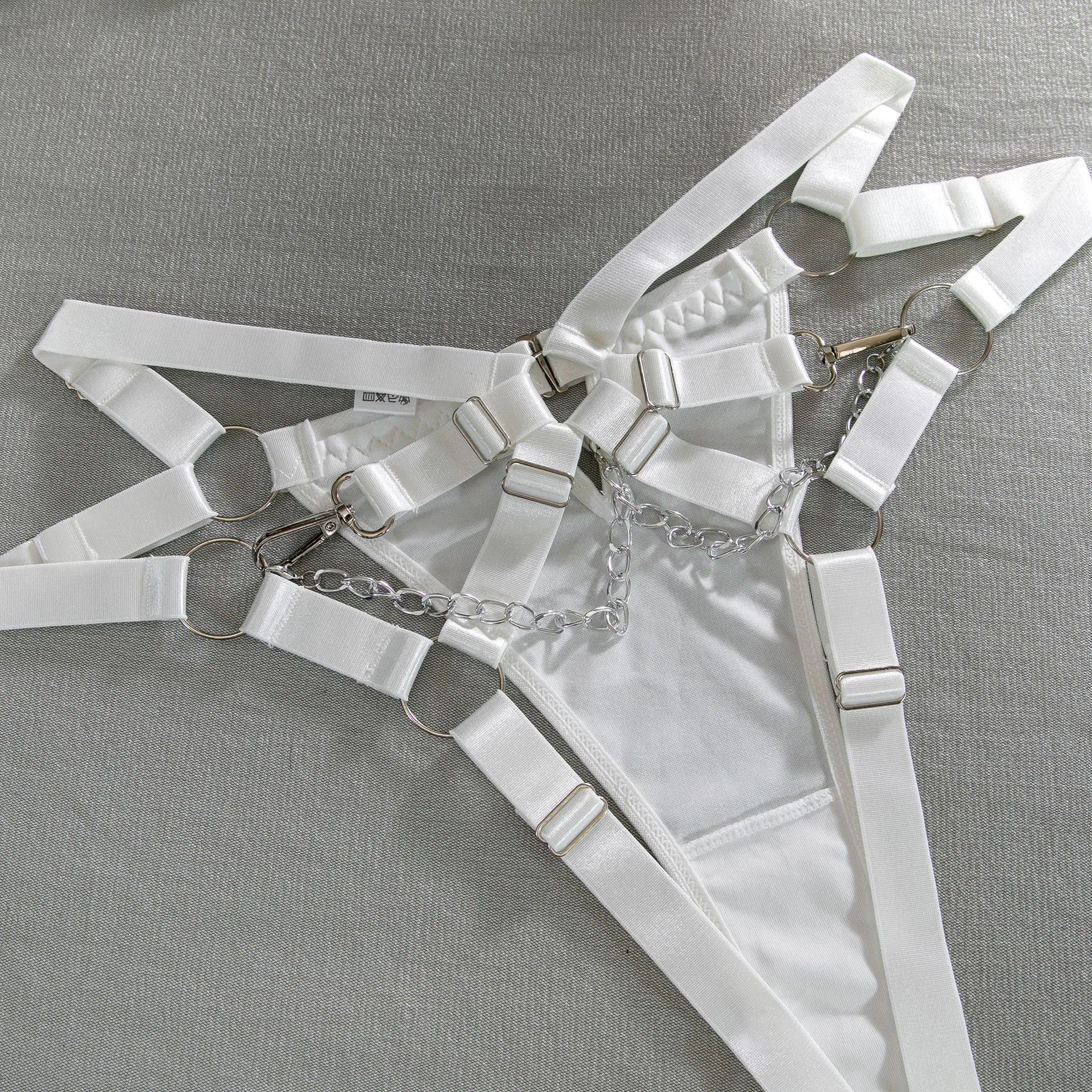 Wholesale Craft Strap with Chest Pad Underwear Set Sexy Hollow out Metal Chain Lingerie
