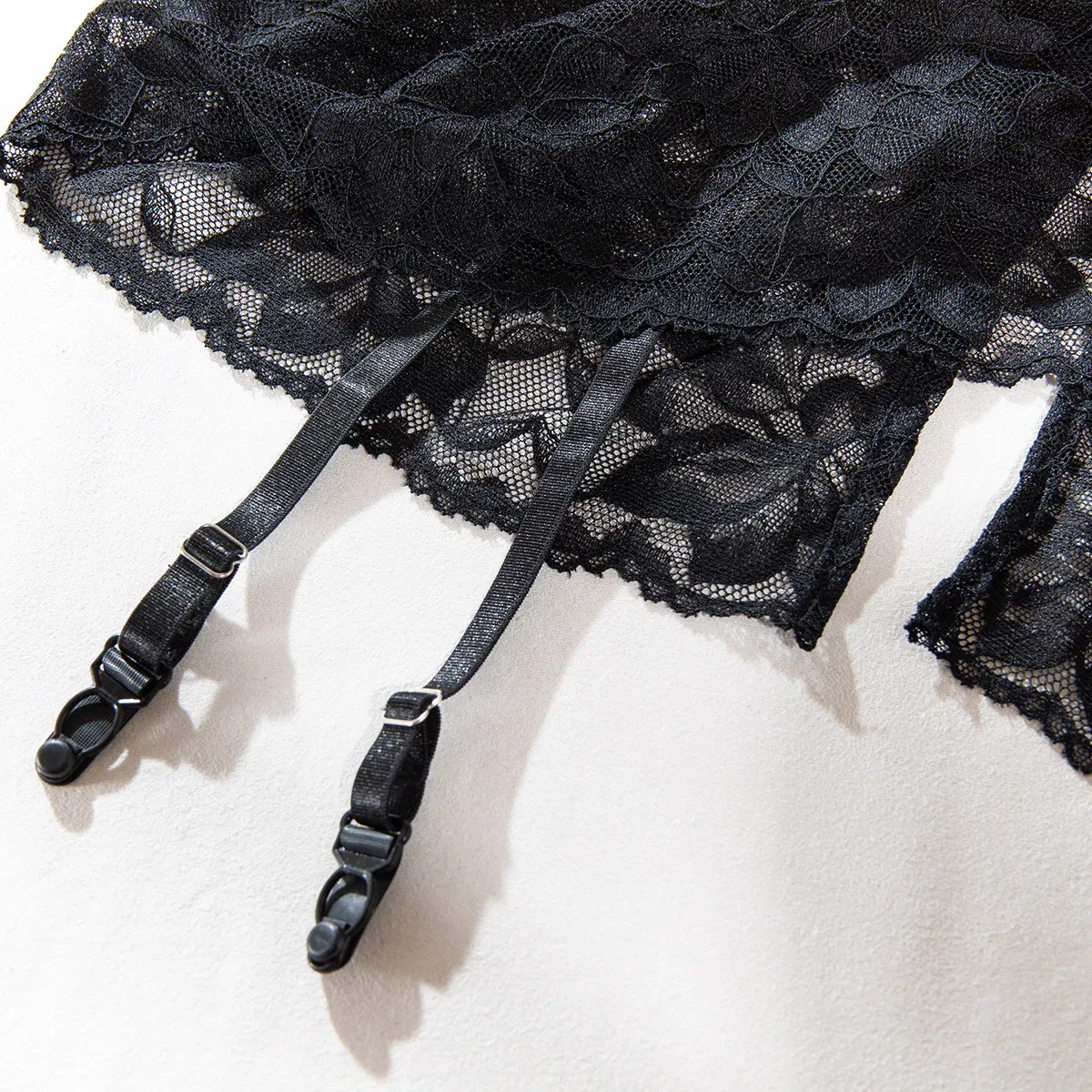 Sexy Embroidered Lace Deep V Bra Set with Stocking New Transparent Women Lingerie